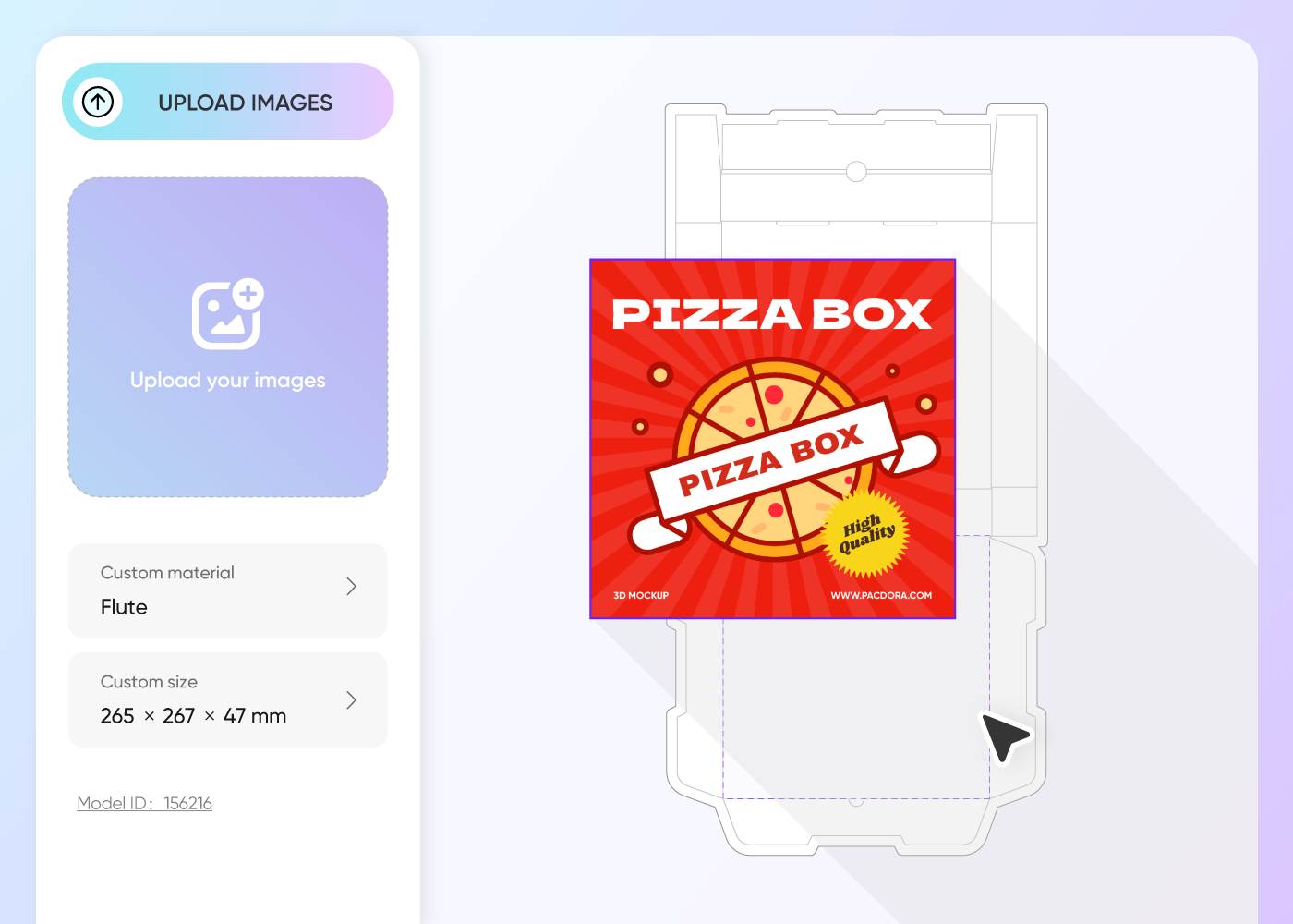 上传披萨盒样机图片并调整